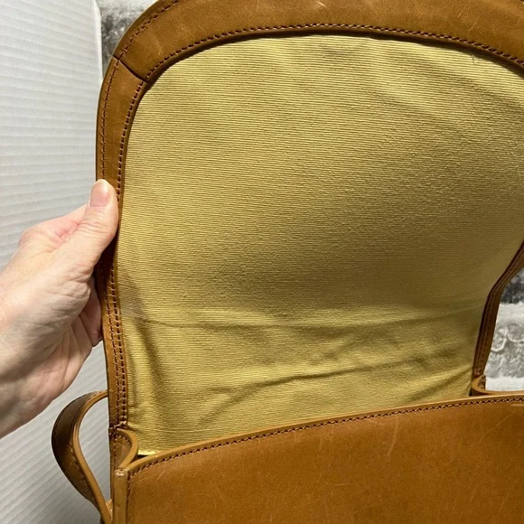 LL BEAN  Tan Leather SADDLE BAG SHOULDER CROSSBODY Vintage - Picture 6 of 9